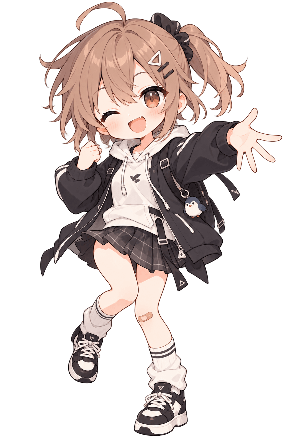 笑顔で手を差し伸べる女の子の分身